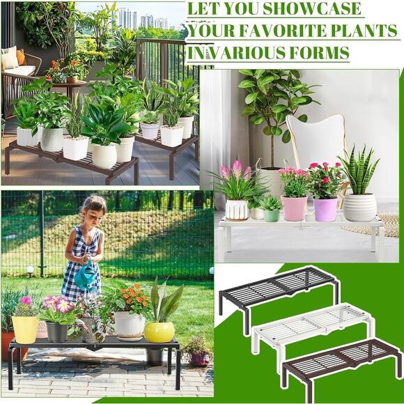 1 Tier Metal Plant Stand Indoor Outdoor, Multiple Flower Pot Holder Rack, Black - Picture 6 of 7